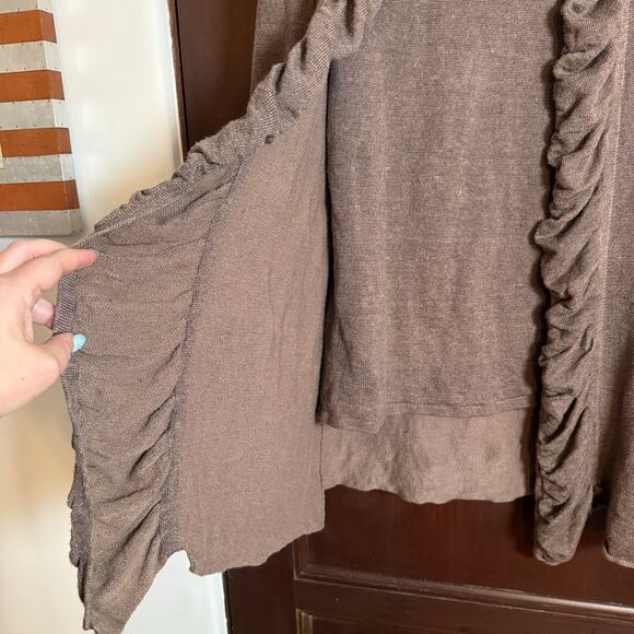 LAFAYETTE 148 New York Brown Linen Cotton Inox Long Line Twin set Sweater Large - Picture 5 of 9